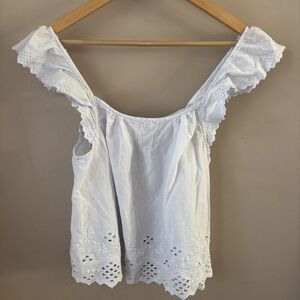 Shabby Chic Women’s Small Light Blue Lace Tank Top Blouse Sleeveless Boho Romant
